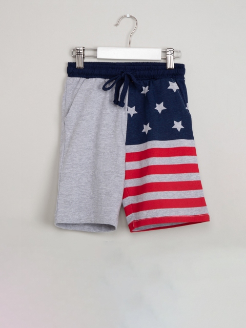 

max Boys Grey & Navy Blue Striped Regular Shorts
