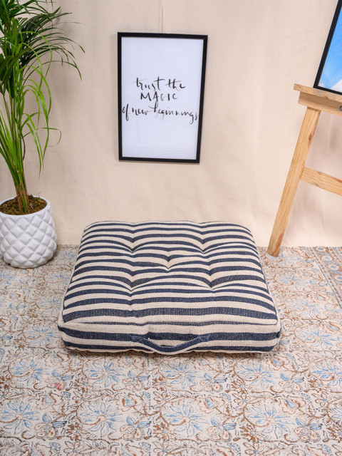 

Tistabene Black & Beige Striped Floor Cushion