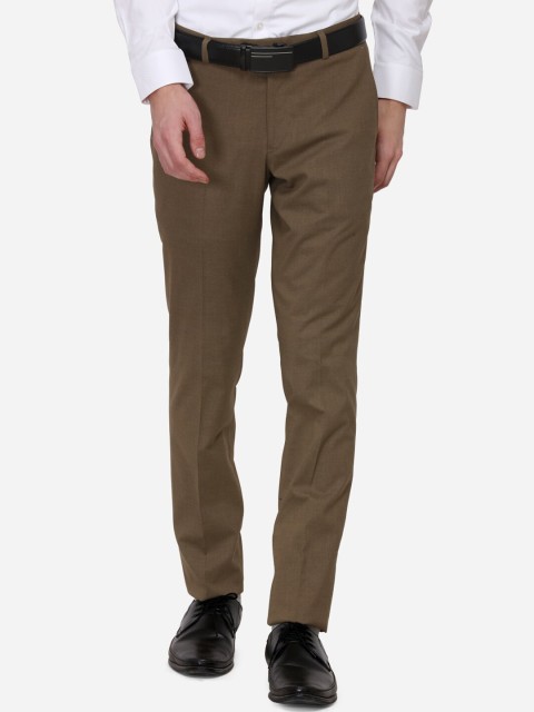 

Greenfibre Men Brown Slim Fit Solid Formal Trousers
