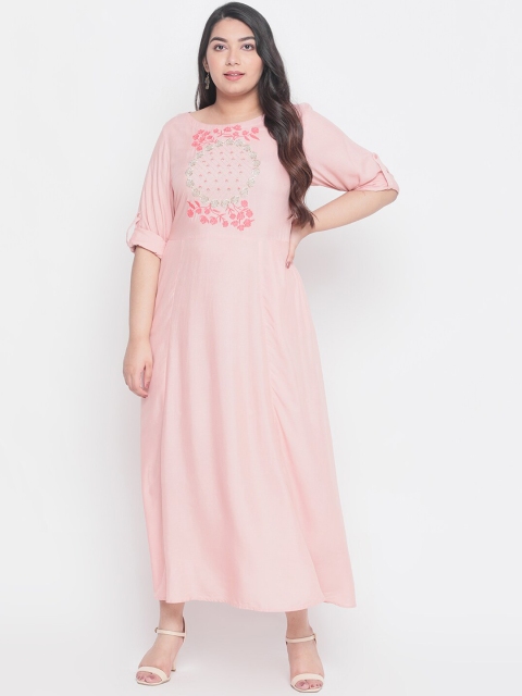 

Amydus Women Pink Embroidered A-Line Dress