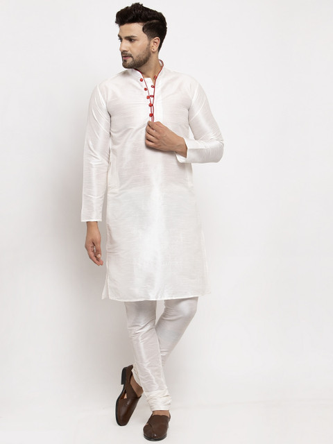 

Benstoke Men White Solid Kurta with Pyjamas