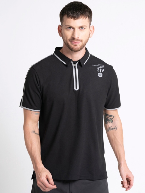 

Cultsport Men Black Solid Polo Collar T-shirt