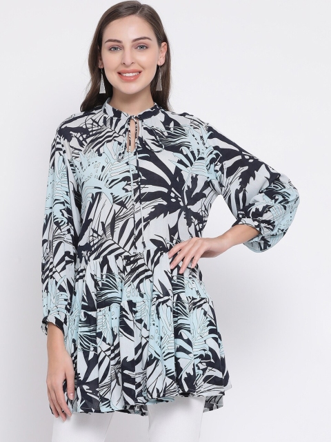 

Oxolloxo Women's Blue & Black Printed Tunic