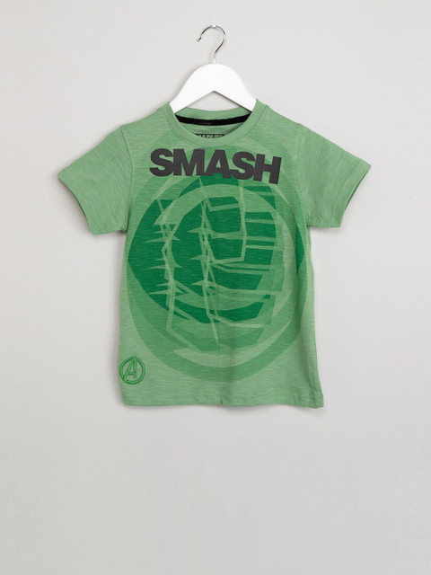 

max Boys Green Printed Round Neck T-shirt