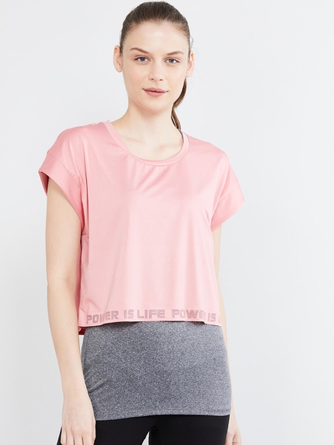 

max Women Pink & Grey Colourblocked Round Neck T-shirt