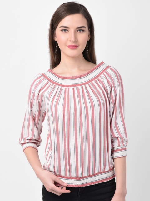 Latin Quarters Women Red Striped Top