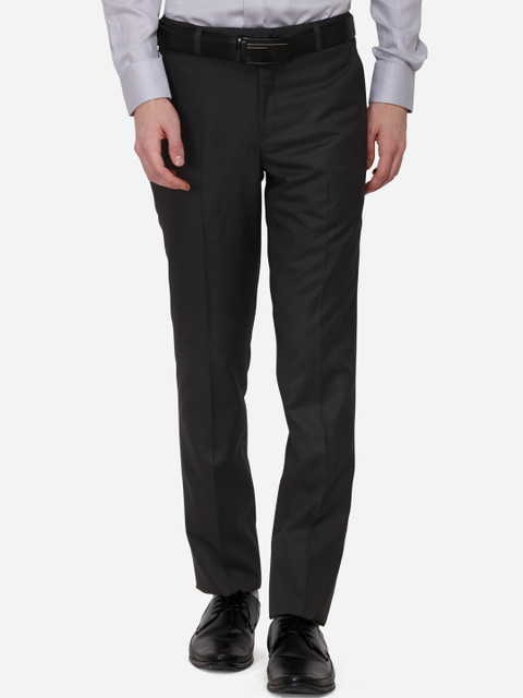 

Greenfibre Men Grey Slim Fit Solid Formal Trousers