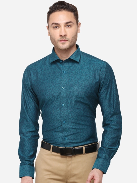 

METAL Men Green Slim Fit Floral Printed Party Shirt