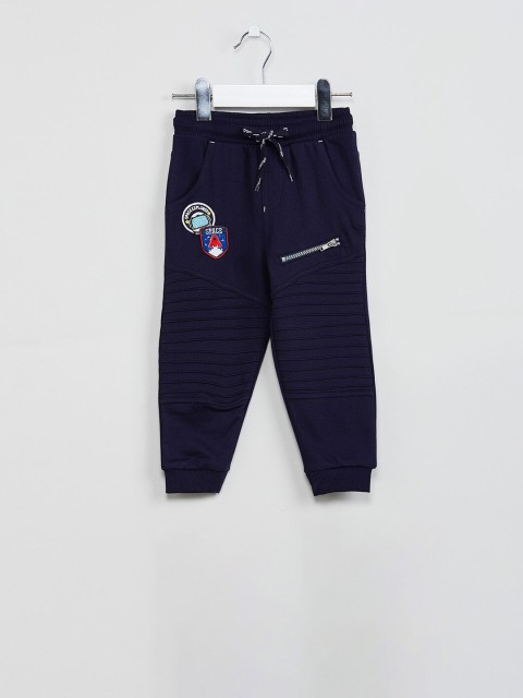 

max Boys Navy Blue Solid Slim-Fit Joggers