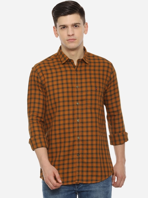 

Louis Philippe Sport Men Mustard Yellow & Black Slim Fit Checked Casual Shirt