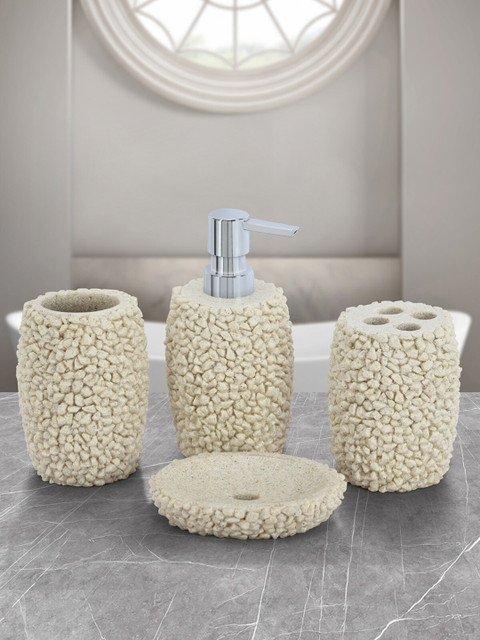 

Obsessions Off White 4Pcs Alvina Self Design Bath Accessories Set