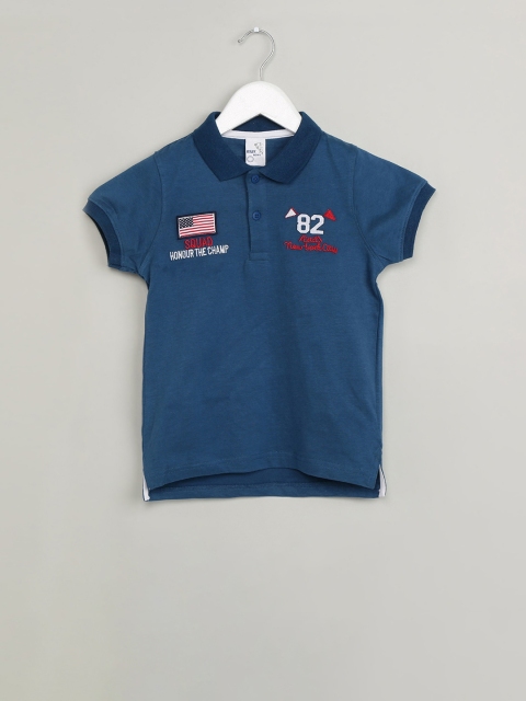 

max Boys Navy Blue Solid Polo Collar T-shirt