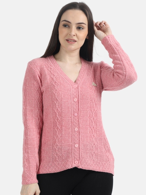

Monte Carlo Women Pink Solid Cardigan Sweater