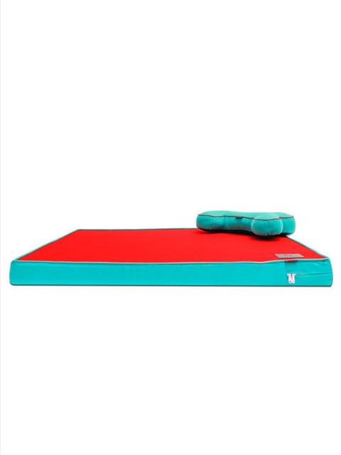 

Heads Up For Tails Red & Sea Green Colourblocked HUFT Orthopedic Dog Bed With Cushion