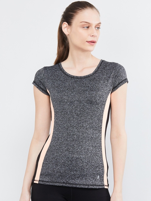 

max Women Grey & Beige Colourblocked Round Neck T-shirt