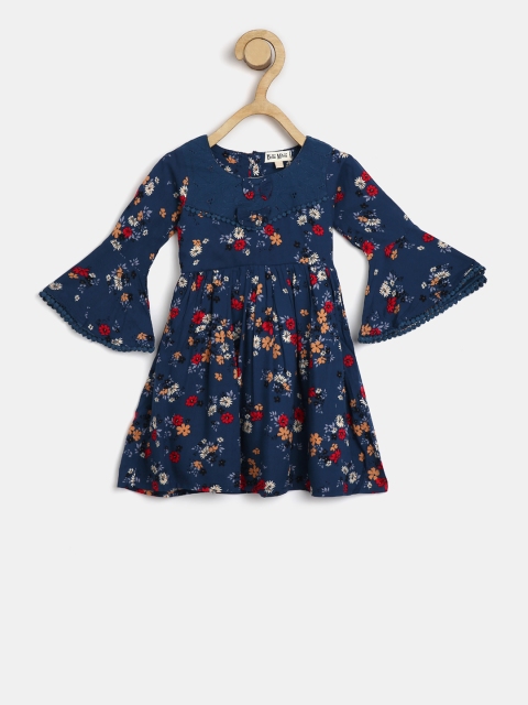 

Bella Moda Girls Blue Printed Fit and Flare Dress