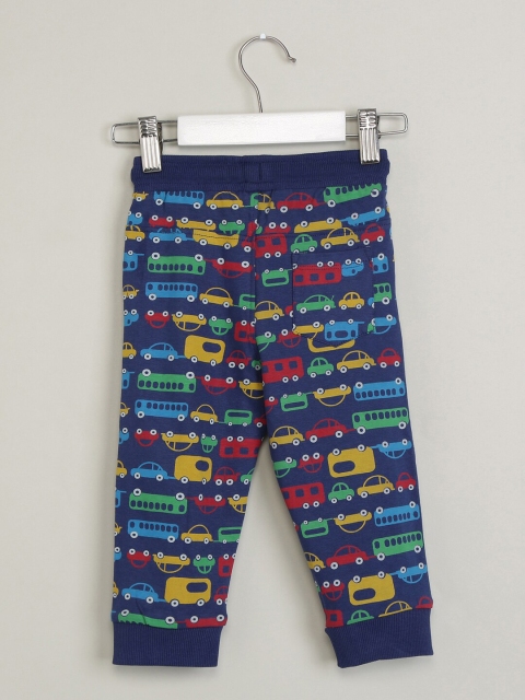 max Boys Blue & Red Graphic Printed Slim-Fit Joggers