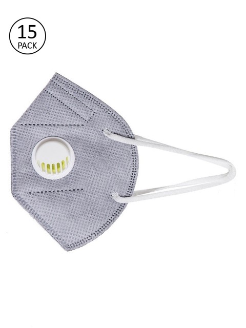 

OOMPH Unisex 5Ply 15Pcs Protective Outdoor Face Masks With Valve, Grey