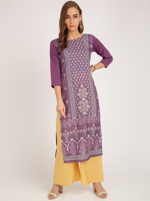 

Silk Bazar Women Purple & Beige Printed Kurta with Palazzos