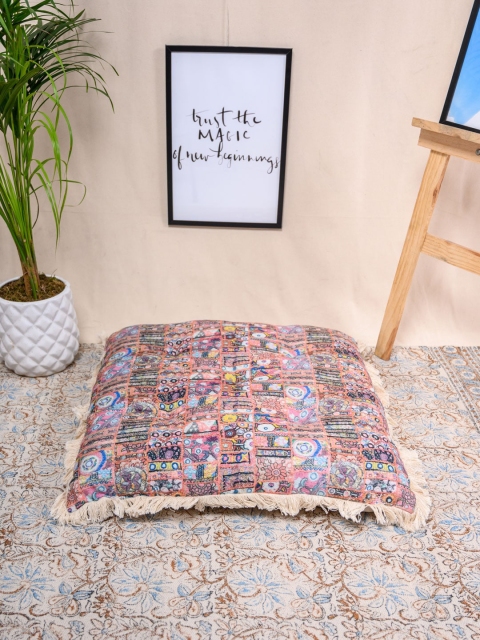 

Tistabene White & Black Random Print Square Gaddi Cushion