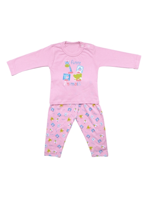 

YK Unisex Kids Pink & Blue Printed Night suit