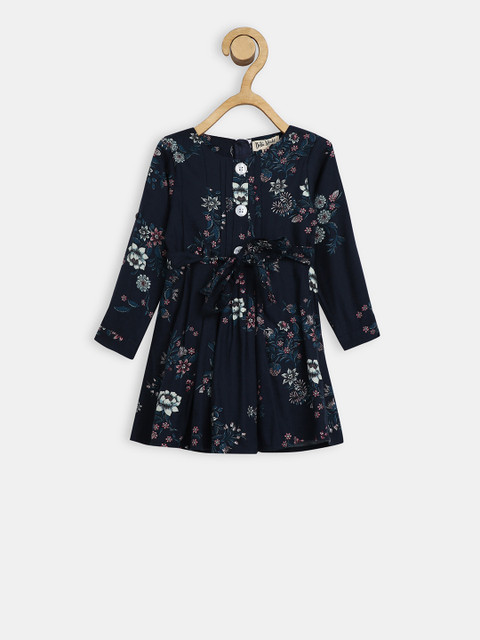 

Bella Moda Girls Blue Printed Fit and Flare Dress