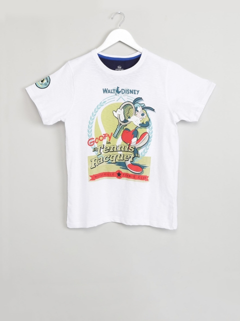 

max Boys White Printed Round Neck T-shirt