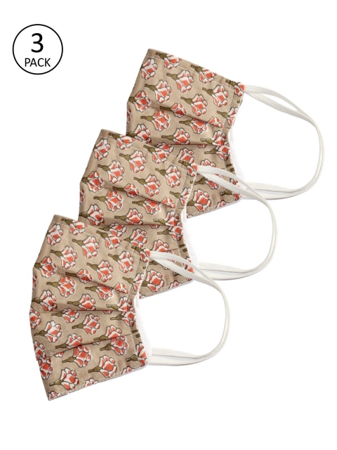 

Bellofox Women Brown Printed Pack Of 3 Reusable 3-Ply Cloth Masks
