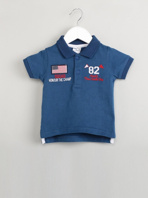 

max Boys Blue Solid Polo Collar T-shirt