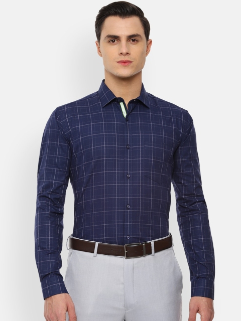 

Van Heusen Men Navy Blue Regular Fit Checked Formal Shirt