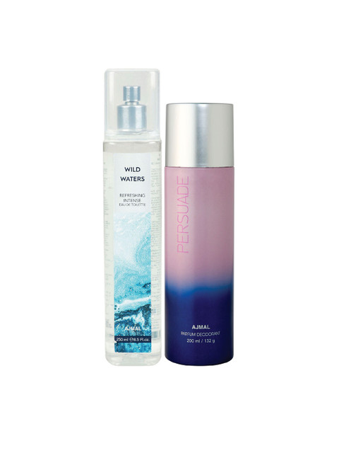 

Ajmal Unisex Set of Wild Waters EDT & Persuade Deodorant, Blue