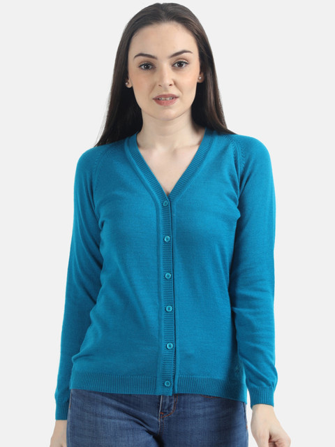 

Monte Carlo Women Blue Solid Cardigan Sweater