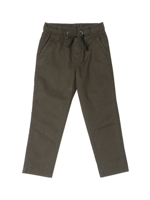 

Cherokee Boys Olive Green Solid Regular Trousers