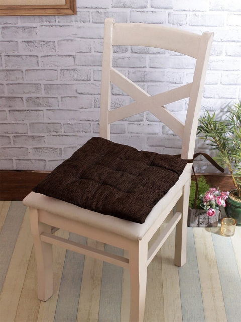 

KLOTTHE Coffee Brown Set of 4 Solid Chair Pads
