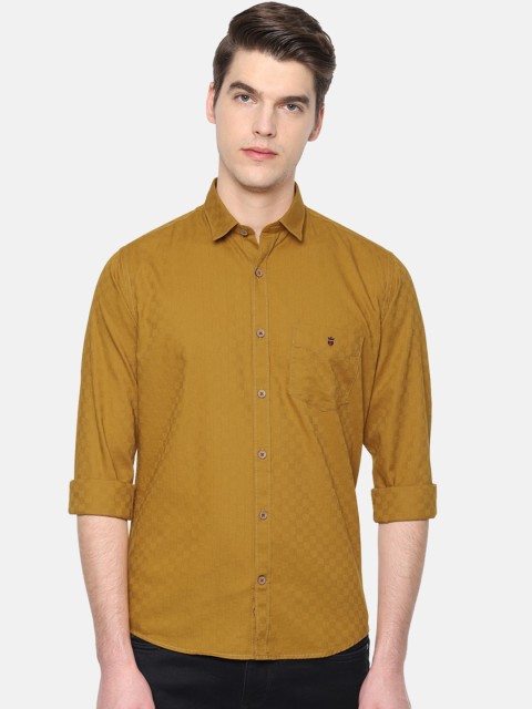 

Louis Philippe Sport Men Mustard Yellow Slim Fit Self Design Casual Shirt