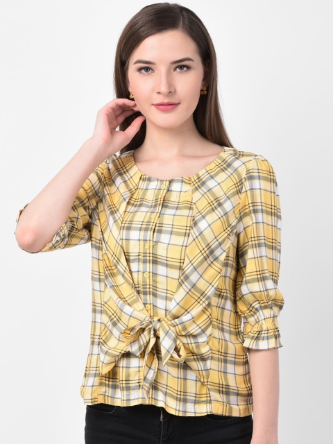 

Latin Quarters Women Yellow Checked Top