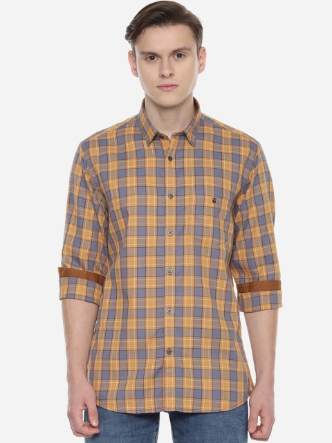 

Louis Philippe Sport Men Yellow & Grey Slim Fit Checked Casual Shirt