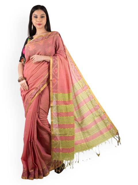 

Tribes India Pink Solid Saree