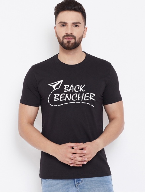 

wesquare Men Black Printed Round Neck T-shirt