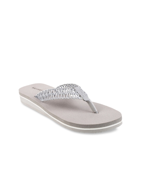 

WALKWAY Women Grey Solid Thong Flip-Flops