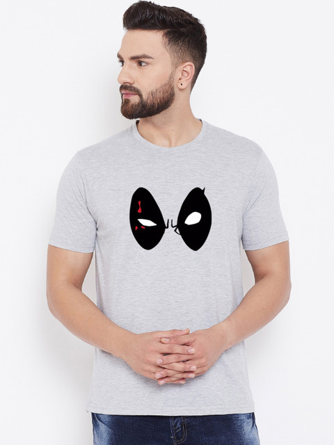 

wesquare Men Grey & Black Deadpool Print T-shirt
