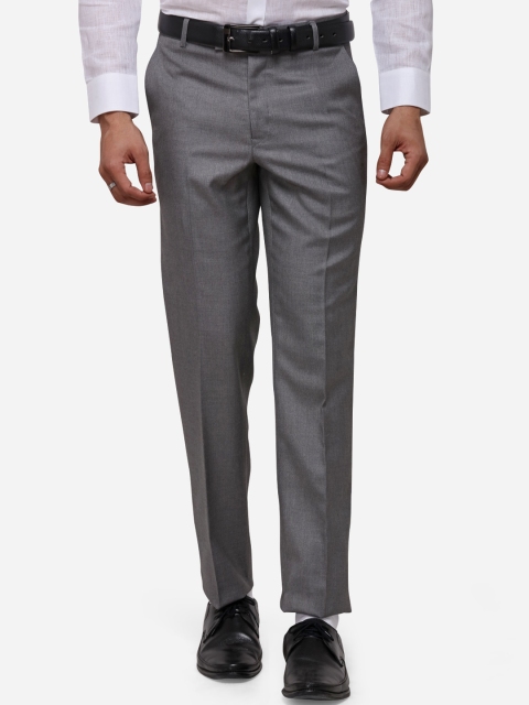

Greenfibre Men Grey Slim Fit Solid Formal Trousers