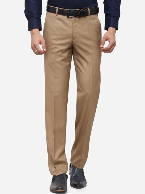 

Greenfibre Men Khaki Slim Fit Solid Formal Trousers