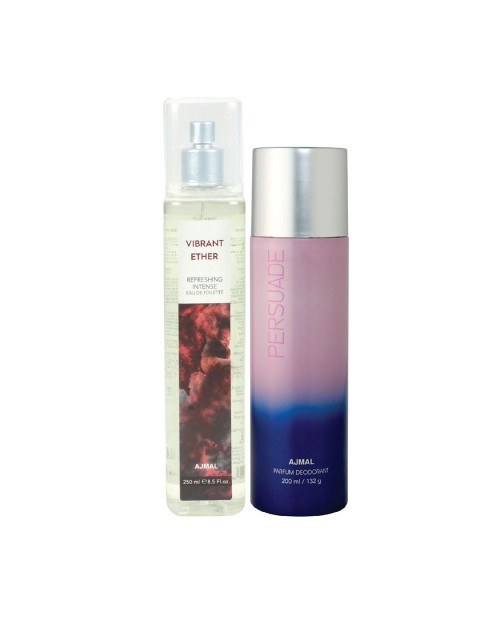 

Ajmal Unisex Set of Vibrant Ether EDT & Persuade Deodorant, Brown