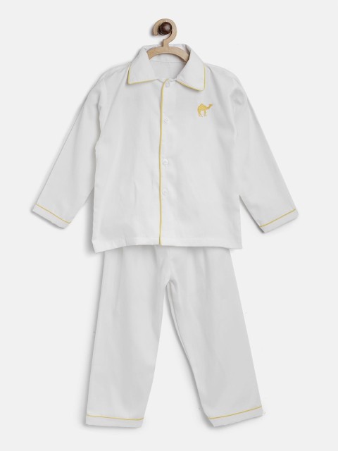 

YK Unisex Kids White Solid Night suit