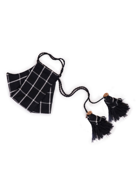 

VASTRAMAY Adults Black Checked 3-Ply Reusable Cloth Mask