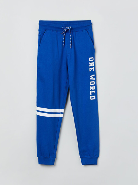 

max Boys Blue Printed Slim-Fit Joggers