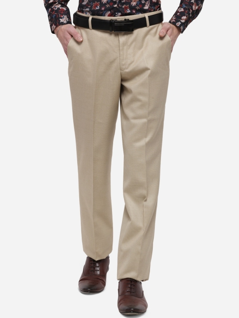 

Greenfibre Men Beige Regular Fit Solid Formal Trousers