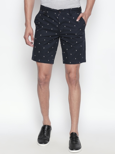 

BYFORD by Pantaloons Men Navy Blue Printed Slim Fit Regular Shorts