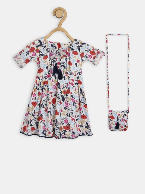 

Bella Moda Girls White Printed Fit and Flare Dress